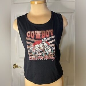 Black Tank Top | Cowboy Take Me Away Graphic | Western | Coastal Cowgirl L